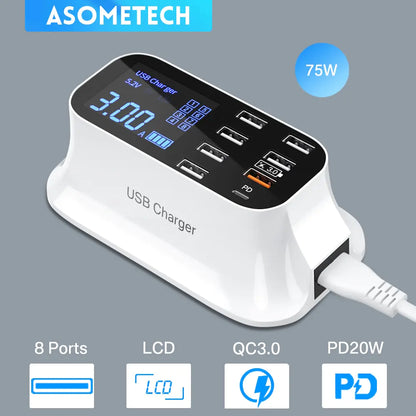 8/4-Port LED Display USB Charger - The Bargain Fest