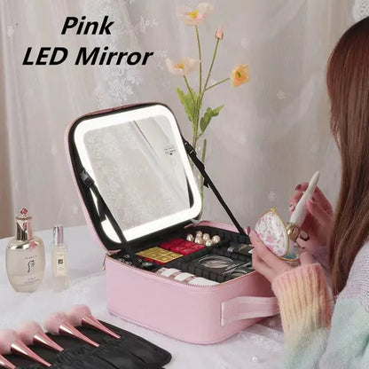 Makeup Bag with LED Mirror - Your Beauty Routine - The Bargain Fest